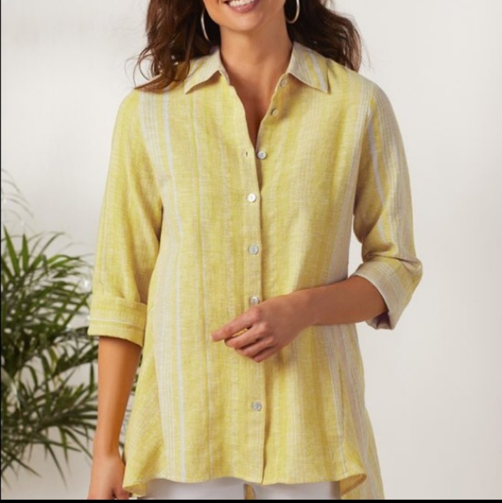 Soft Surroundings Livienne Linen Shirt Top Tunic Women's size XL
